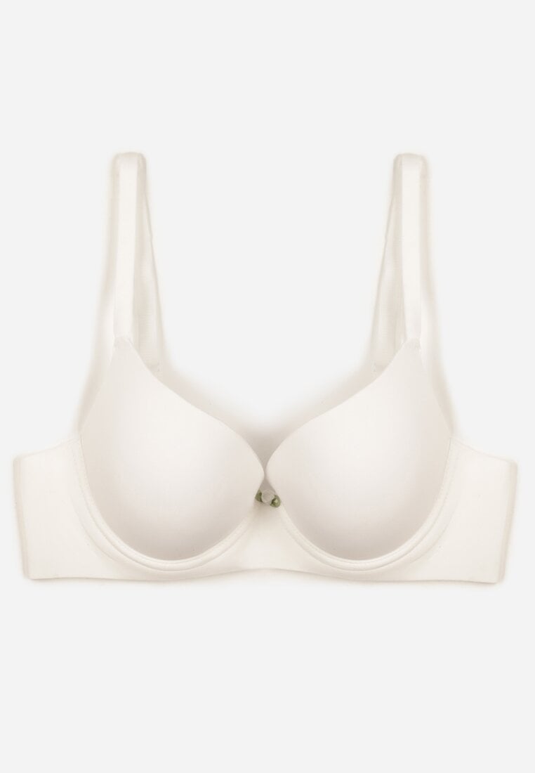 Biały Gładki Biustonosz Push-up Halilura