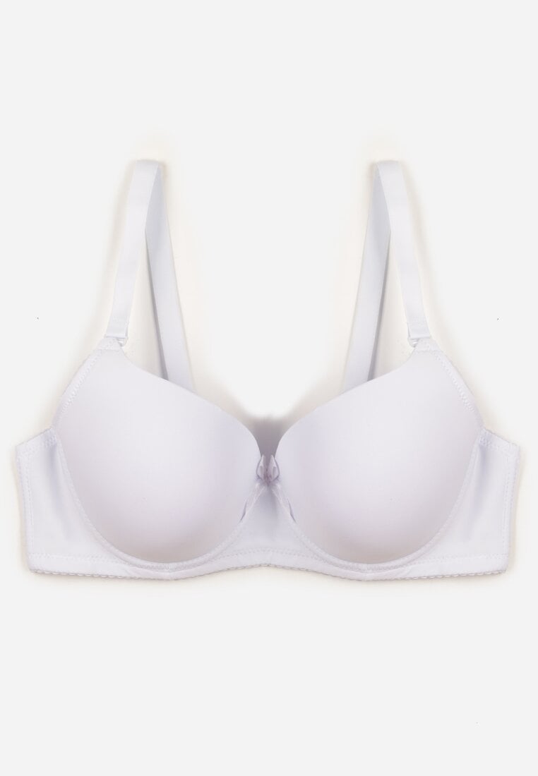 Biały Gładki Biustonosz Zdobiony Kokardką Ocerien