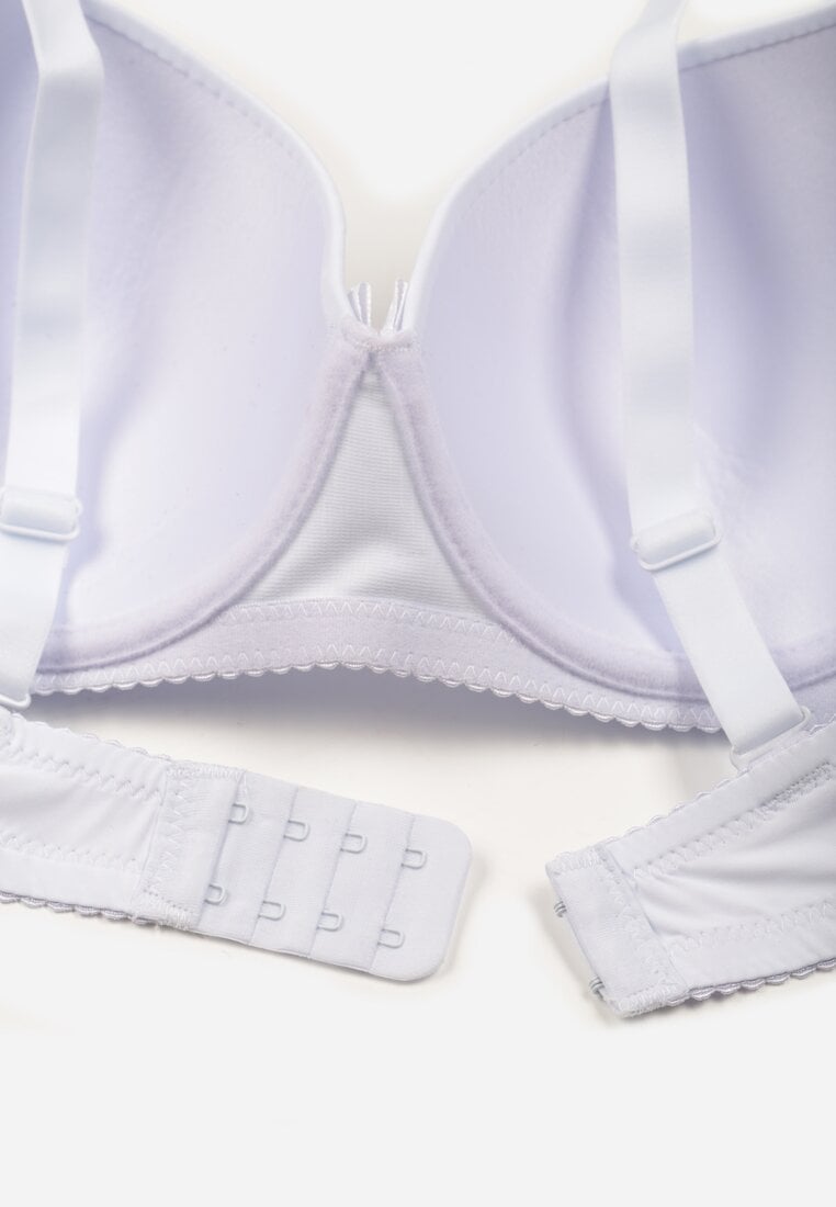 Biały Gładki Biustonosz Zdobiony Kokardką Ocerien