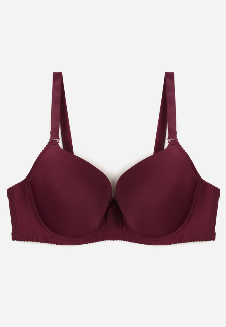 Ciemnofioletowy Gładki Biustonosz Zdobiony Kokardką Ocerien