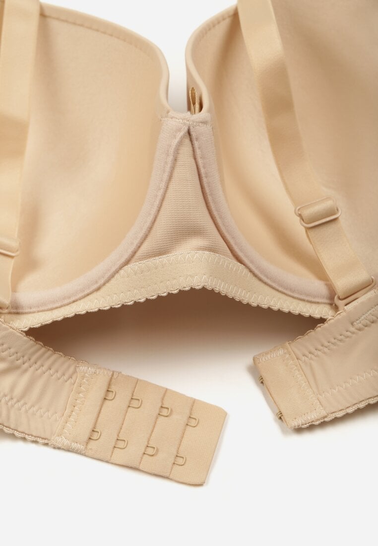 Beżowy Gładki Biustonosz Zdobiony Kokardką Ocerien