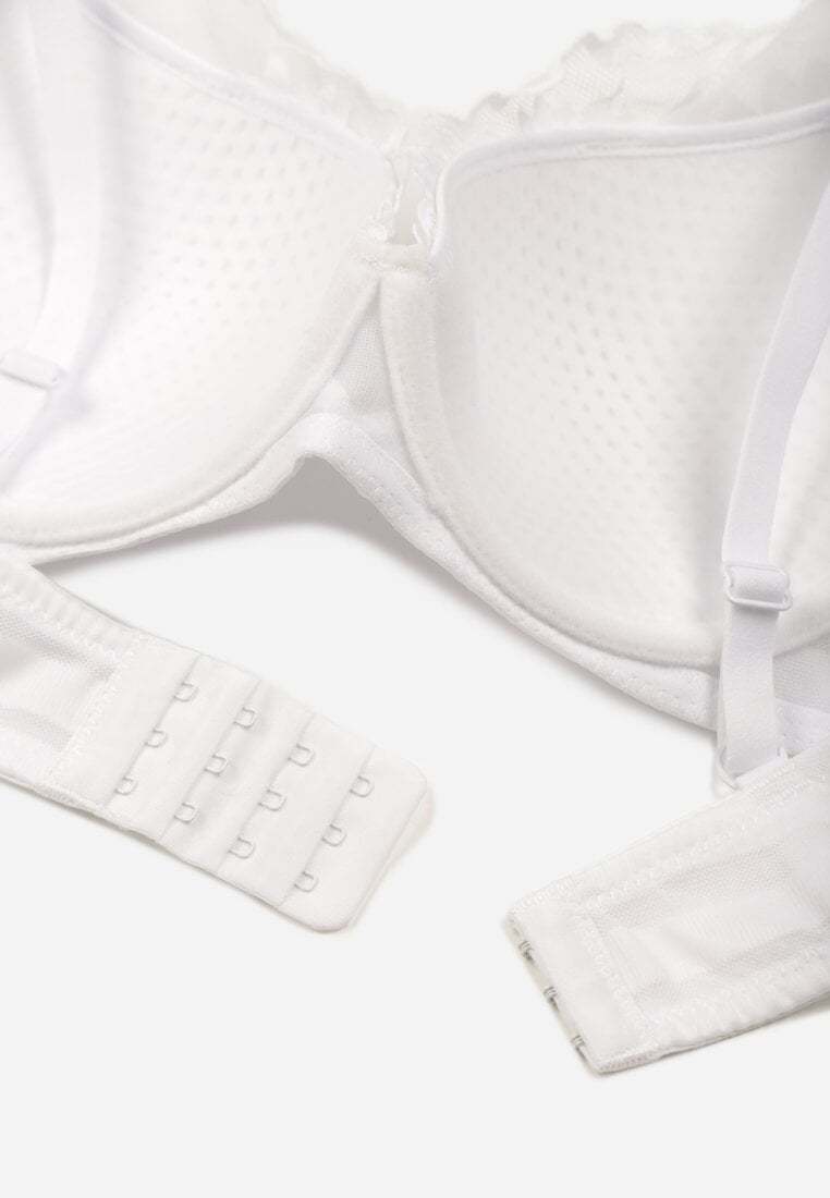 Biały Koronkowy Biustonosz z Ozdobnymi Kokardkami na Ramiączkach Aeleolopei