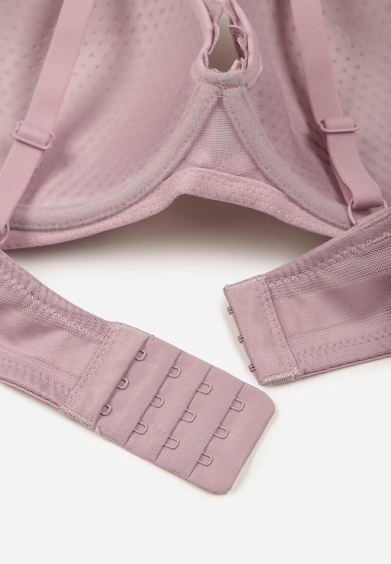 Fioletowy Koronkowy Biustonosz z Ozdobnymi Kokardkami na Ramiączkach Aeleolopei