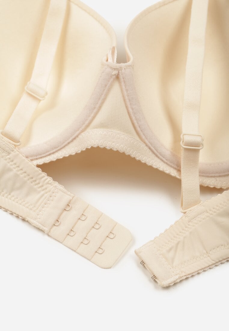 Beżowy Klasyczny Biustonosz o Gładkim Wykończeniu Lamisa