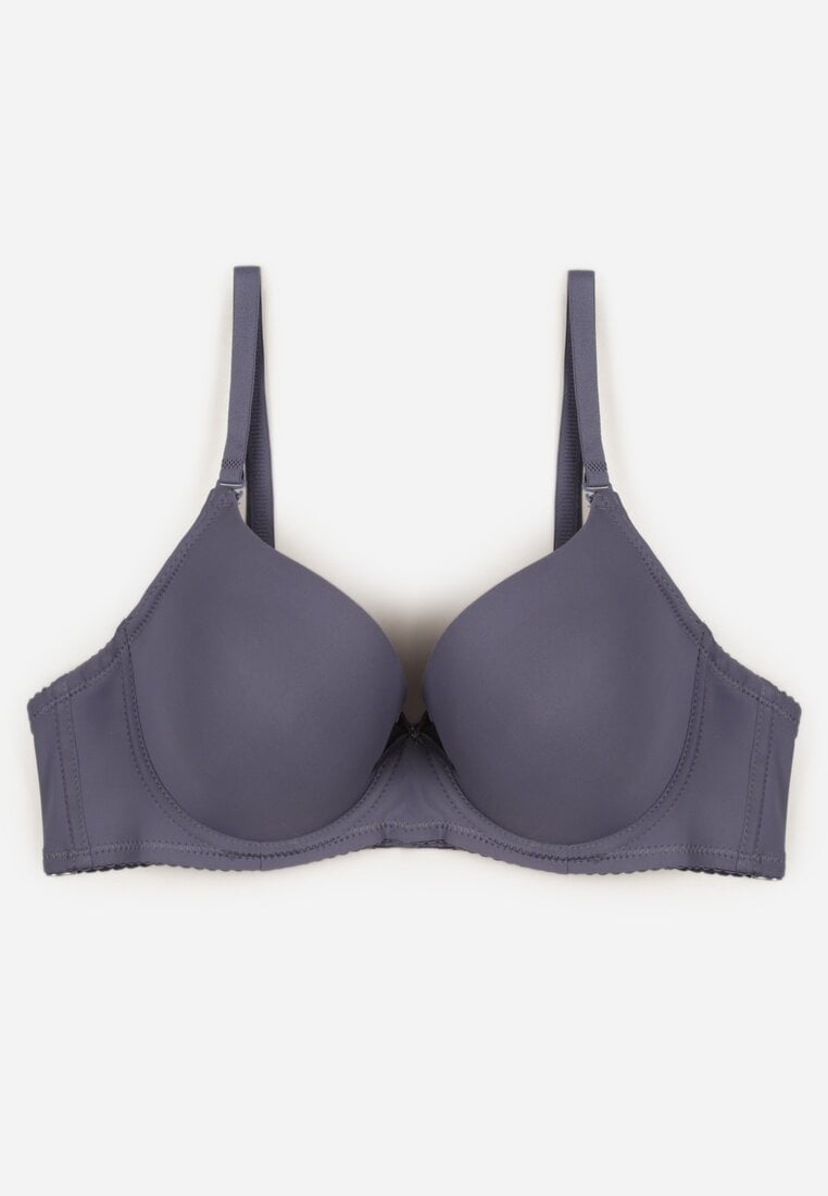 Granatowy Klasyczny Biustonosz o Gładkim Wykończeniu Lamisa