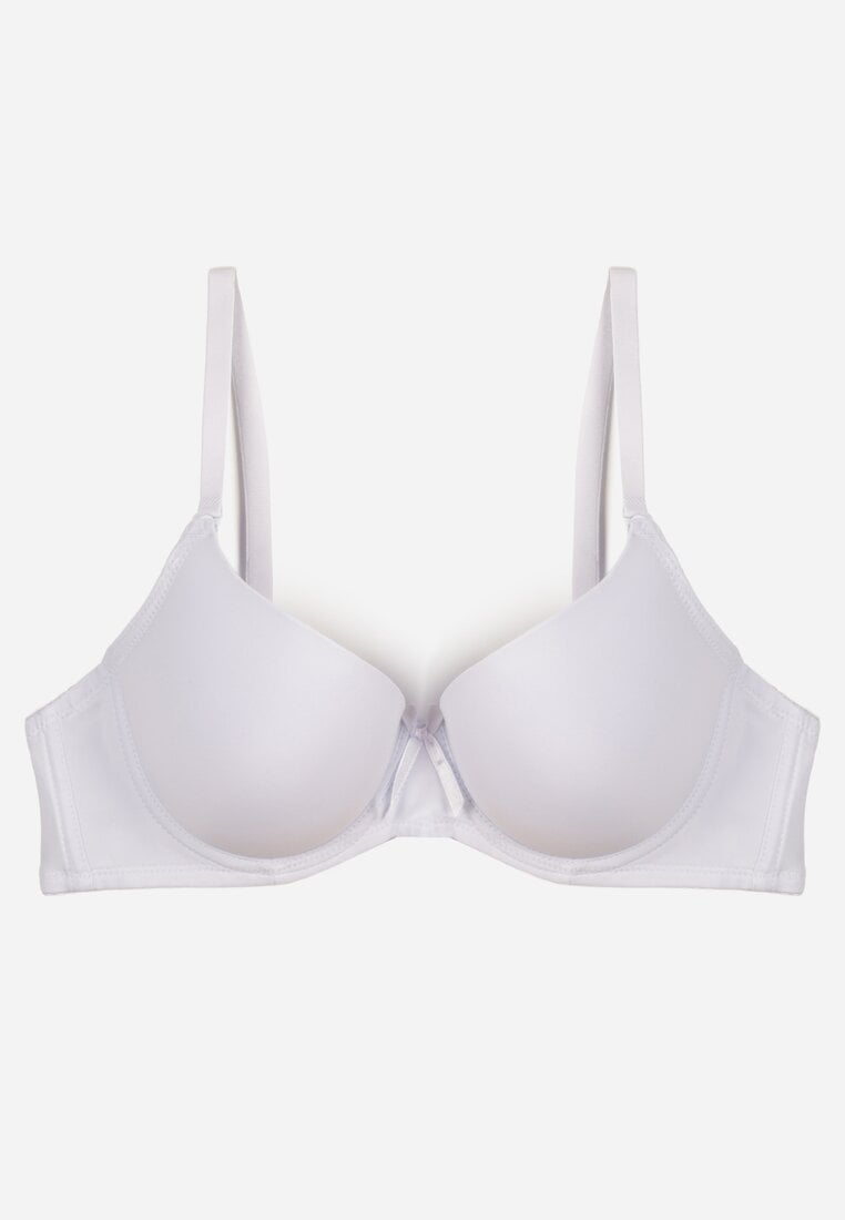 Biały Klasyczny Biustonosz o Gładkim Wykończeniu Lamisa