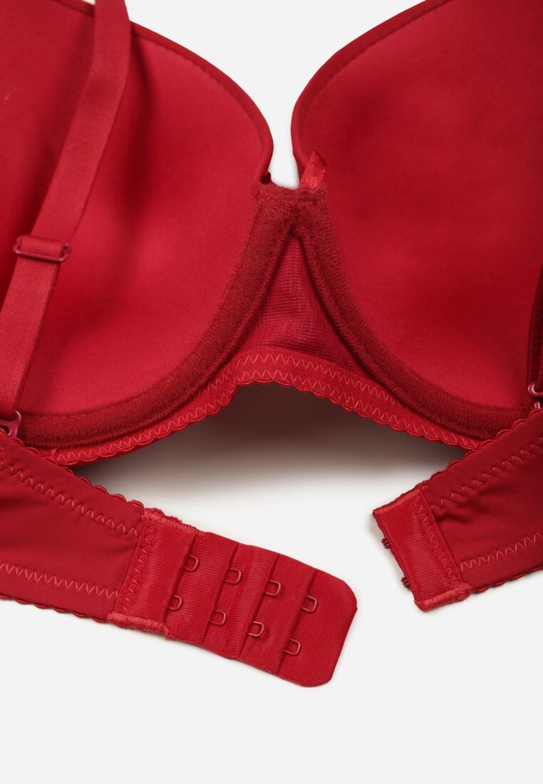 Bordowy Klasyczny Biustonosz o Gładkim Wykończeniu Lamisa