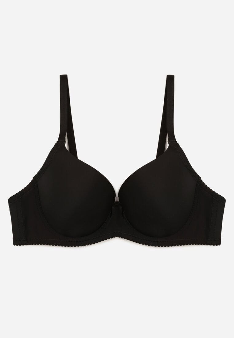 Czarny Klasyczny Biustonosz o Gładkim Wykończeniu Lamisa