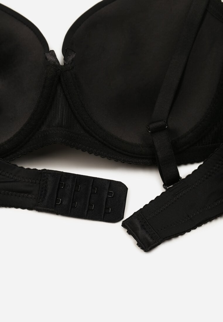 Czarny Klasyczny Biustonosz o Gładkim Wykończeniu Lamisa