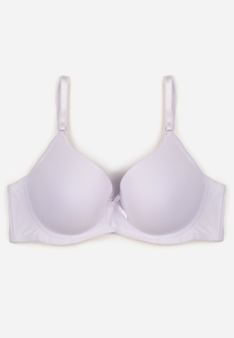 Biały Klasyczny Biustonosz o Gładkim Wykończeniu z Kokardką Adothyia