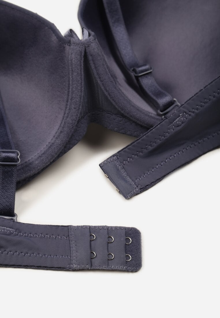 Granatowy Klasyczny Biustonosz o Gładkim Wykończeniu z Kokardką Adothyia