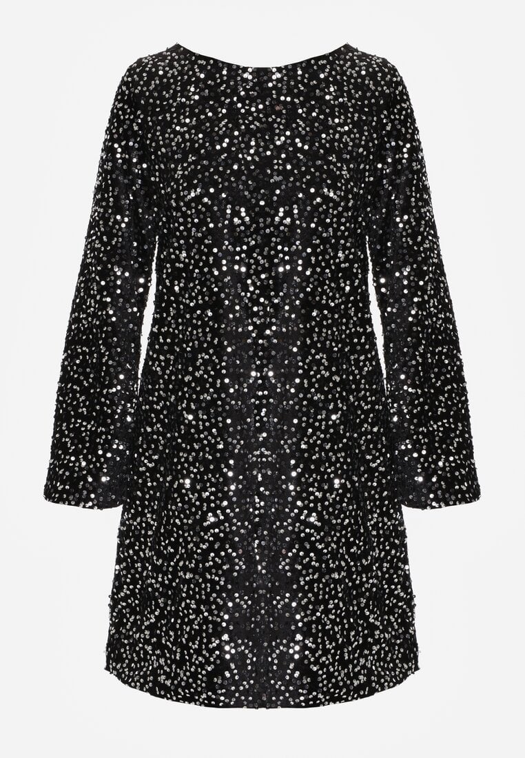 Srebrna Cekinowa Sukienka z Odkrytymi Plecami i Wiązaniem Diadina