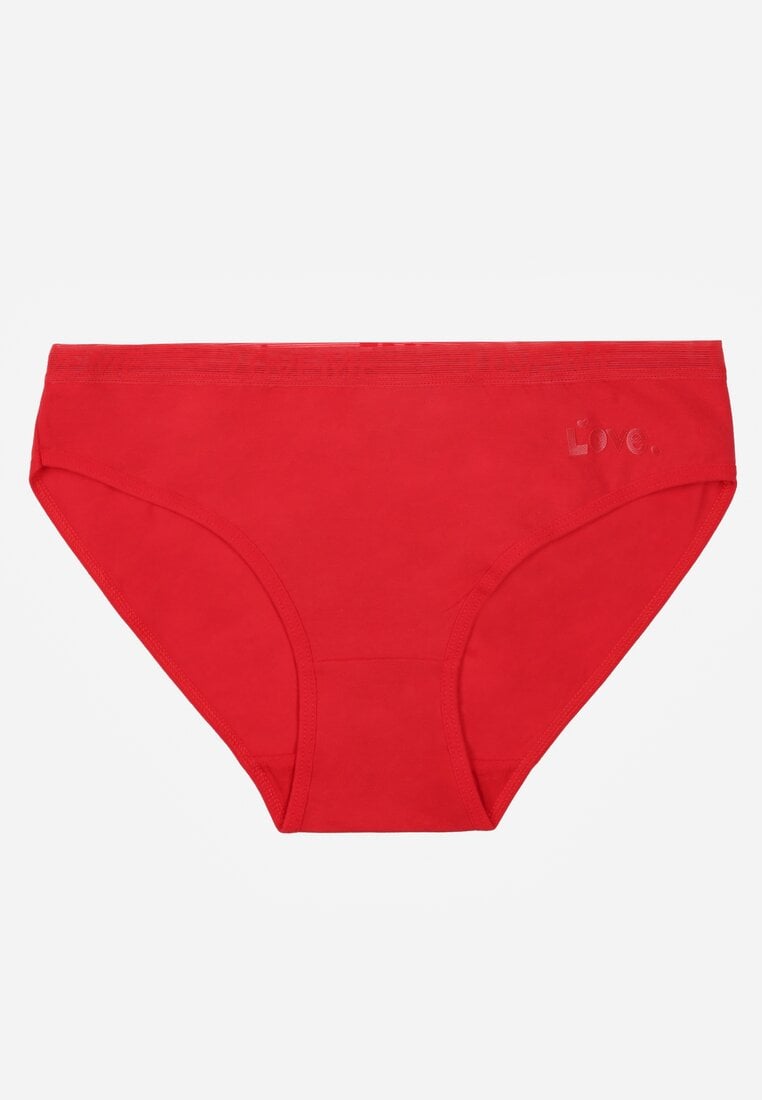 Czerwone Majtki Figi z Bawełną i Ozdobnymi Napisami Phioreia