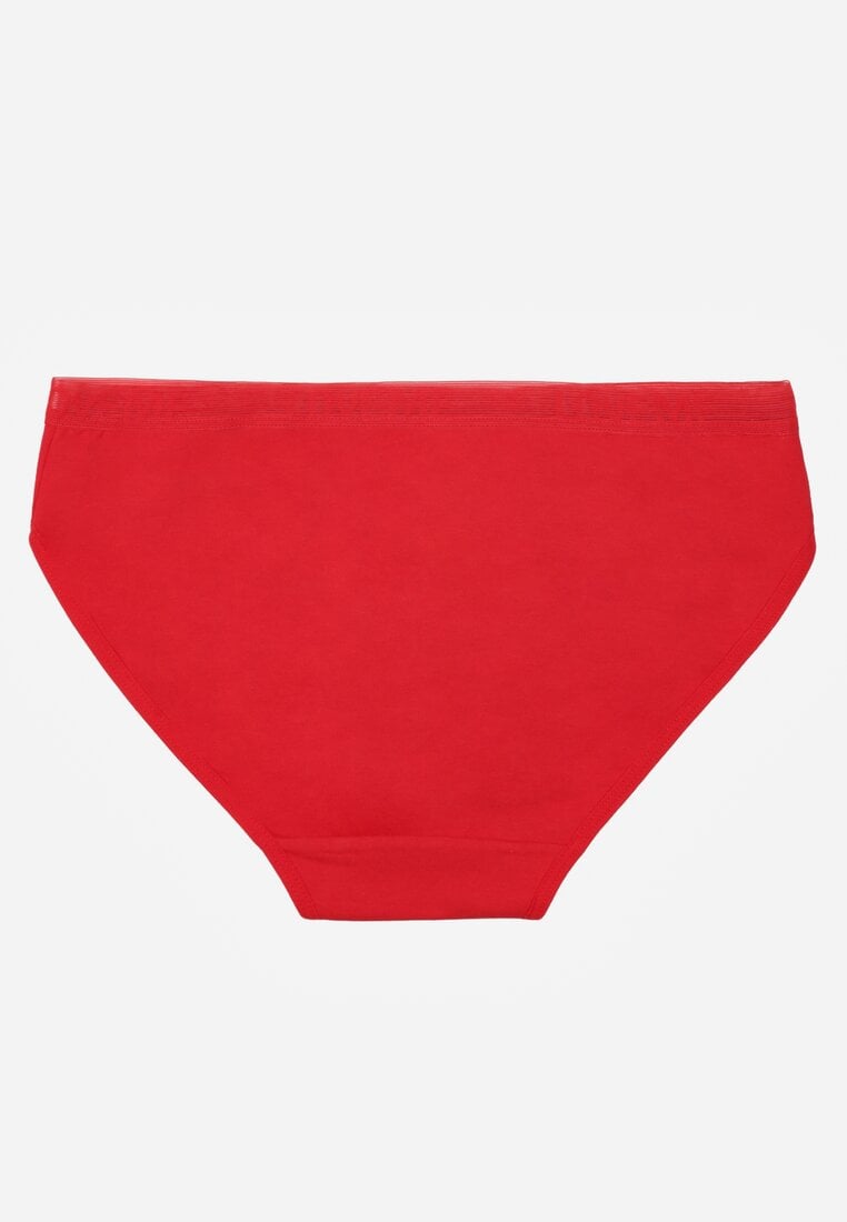 Czerwone Majtki Figi z Bawełną i Ozdobnymi Napisami Phioreia