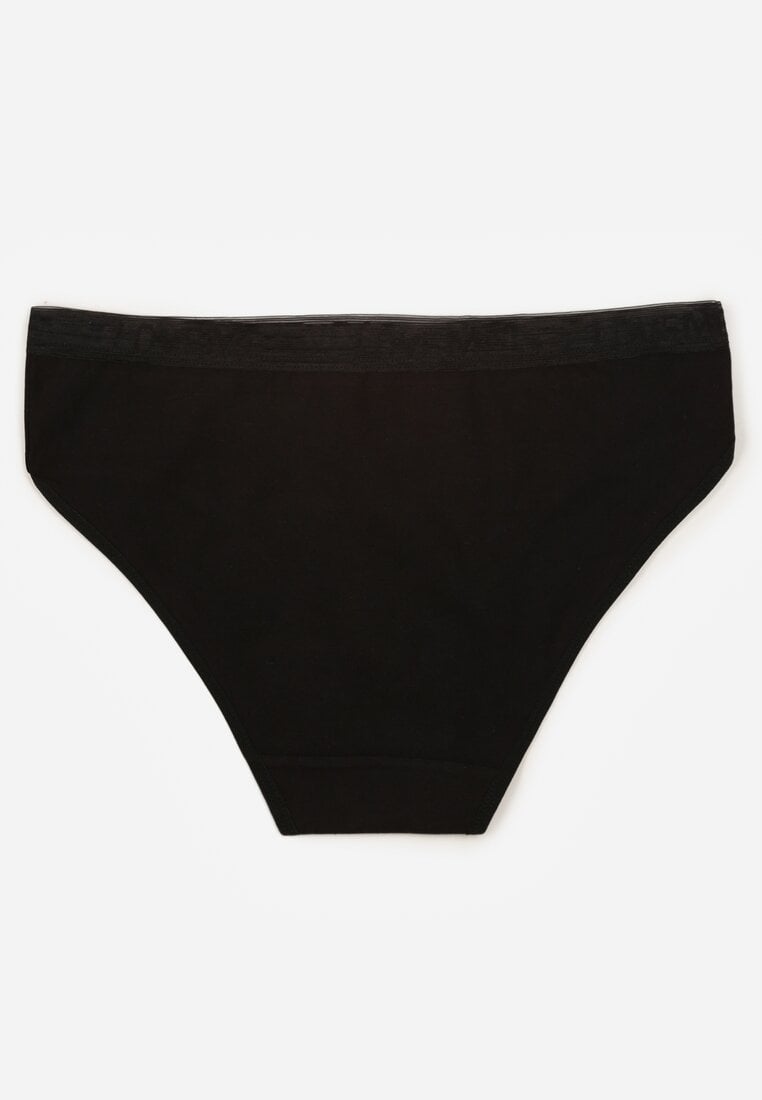 Czarne Majtki Figi z Bawełną i Ozdobnymi Napisami Phioreia