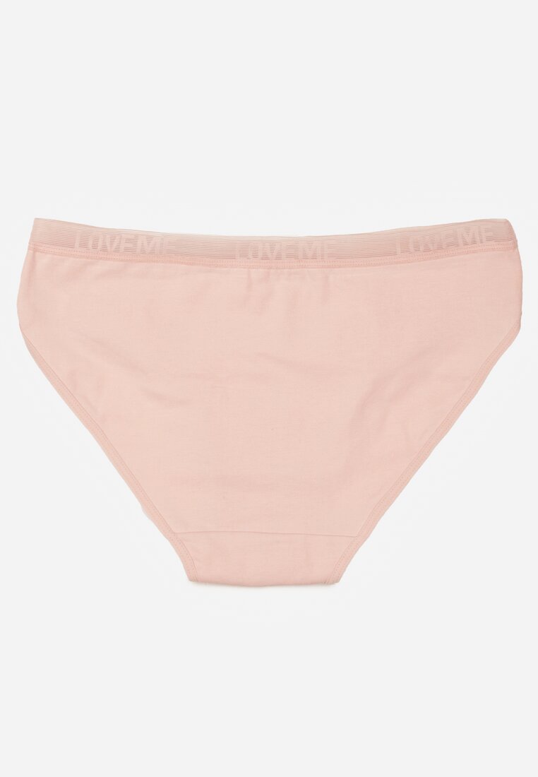 Jasnoróżowe Majtki Figi z Bawełną i Ozdobnymi Napisami Phioreia