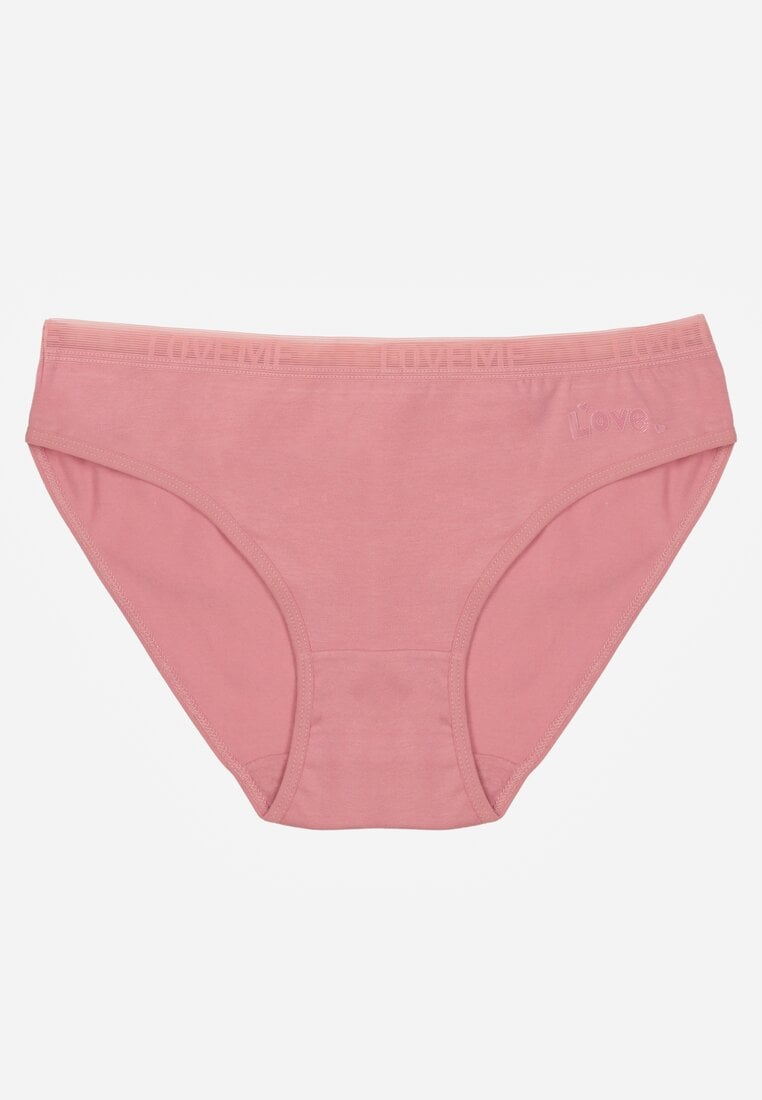 Ciemnoróżowe Majtki Figi z Bawełną i Ozdobnymi Napisami Phioreia