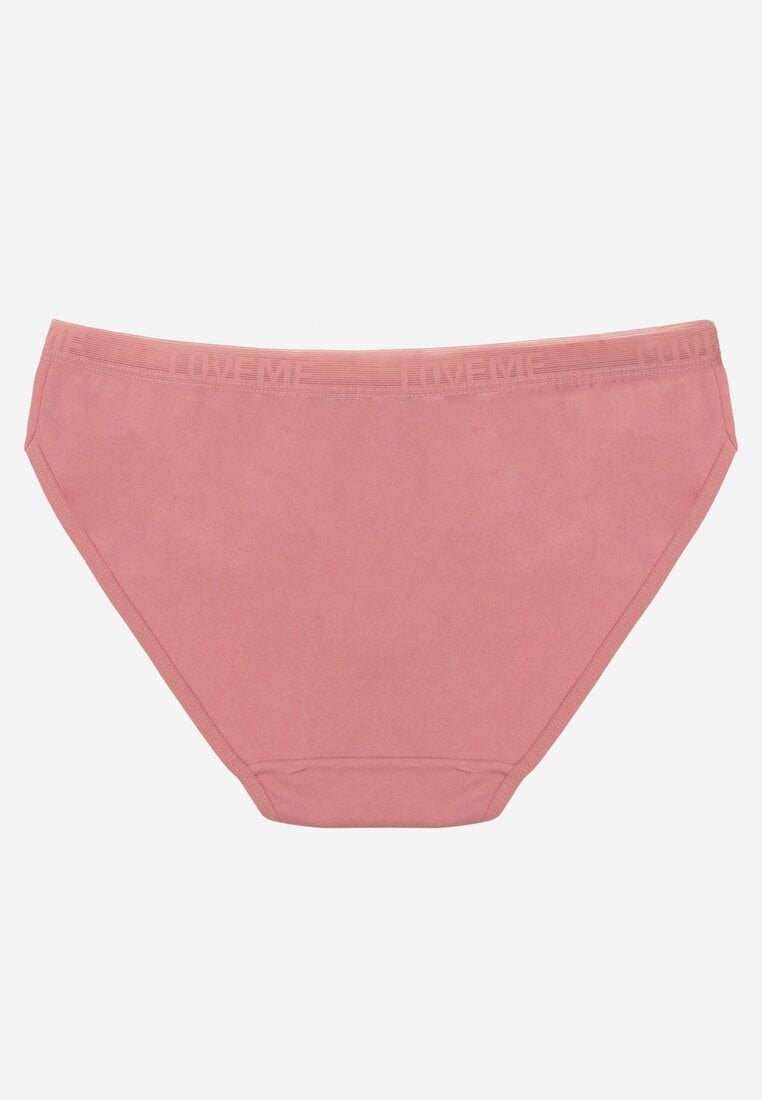 Ciemnoróżowe Majtki Figi z Bawełną i Ozdobnymi Napisami Phioreia