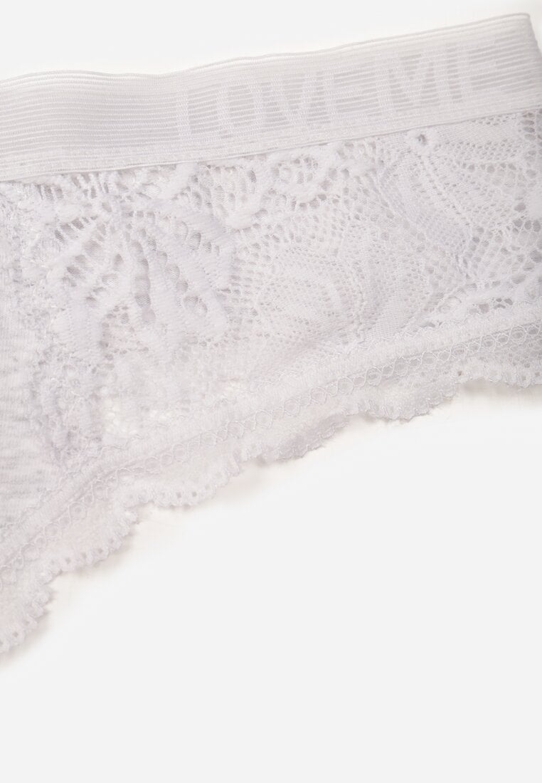 Jasnoszare Majtki Stringi z Subtelną Koronką z Bawełną Adriedah