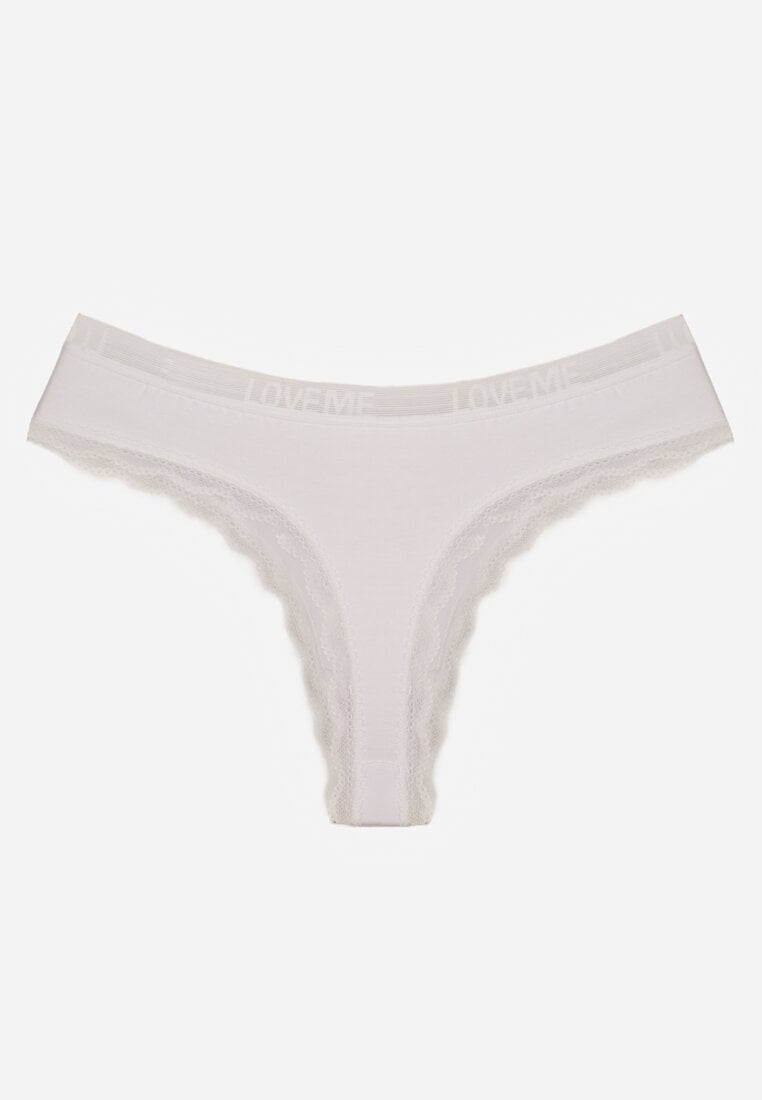 Białe Majtki Stringi z Subtelną Koronką z Bawełną Adriedah