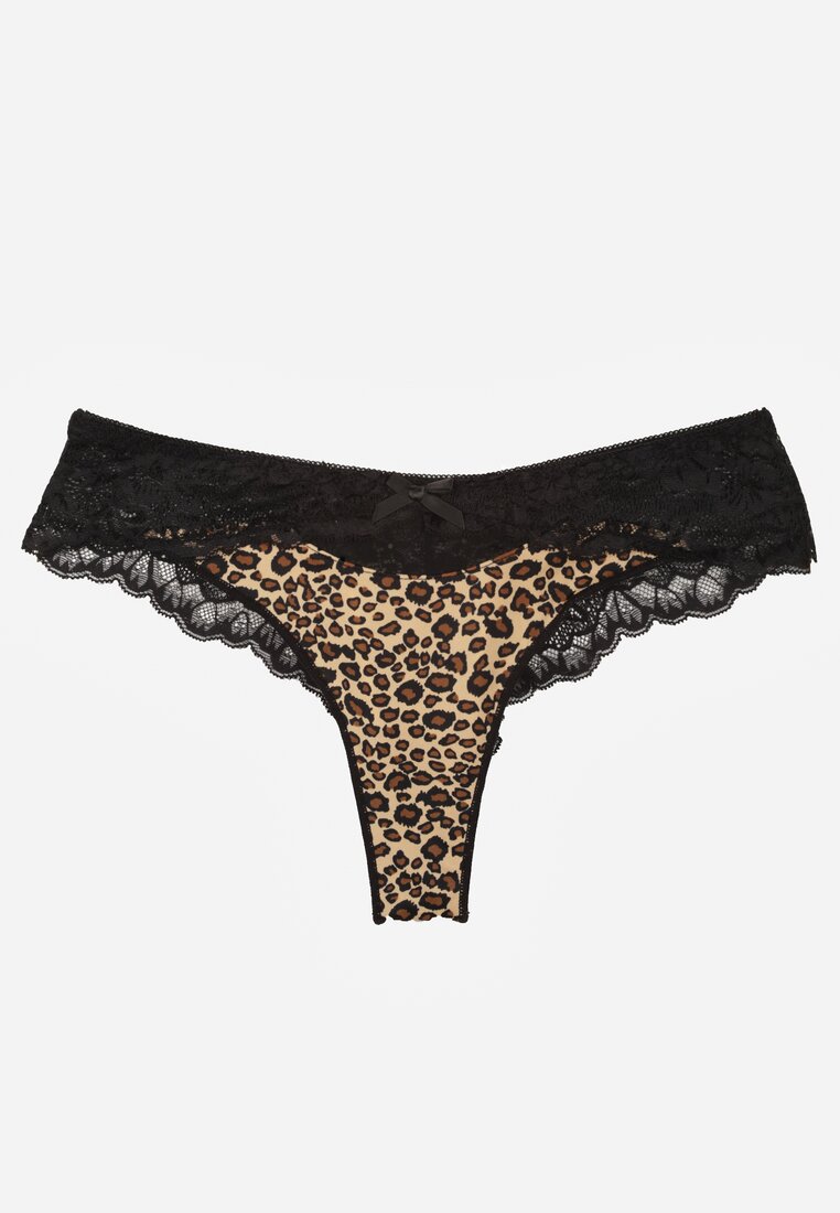 Panterkowe Majtki Typu Stringi z Koronką Nedareanes