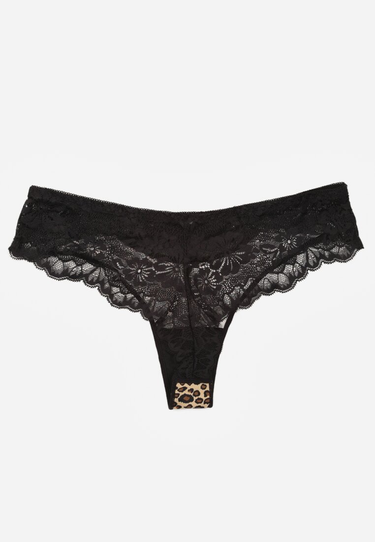 Panterkowe Majtki Typu Stringi z Koronką Nedareanes