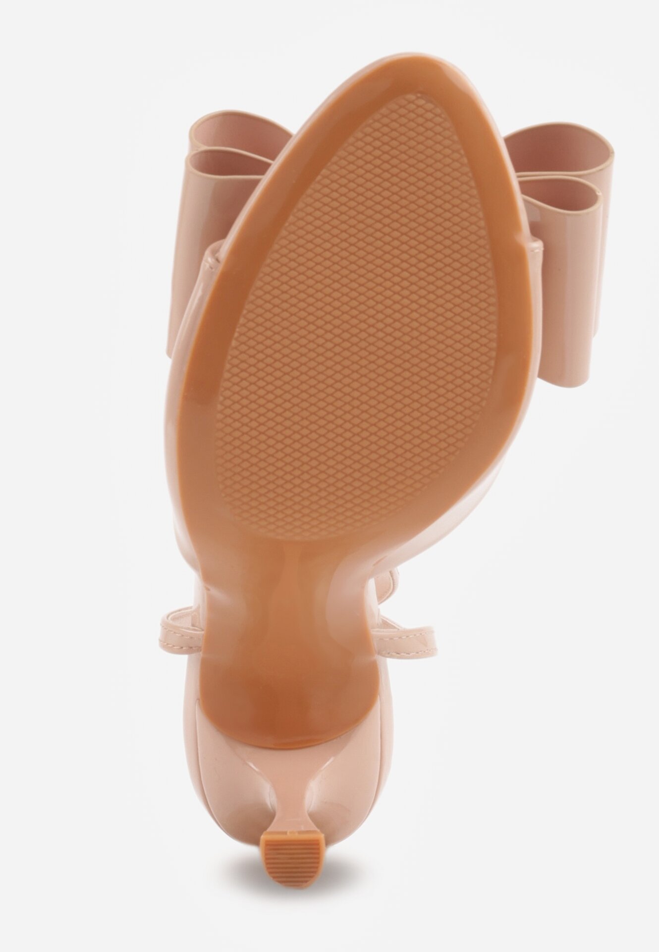 Beżowe Sandały Lakierowane Ozdobione Kokardkami Varona