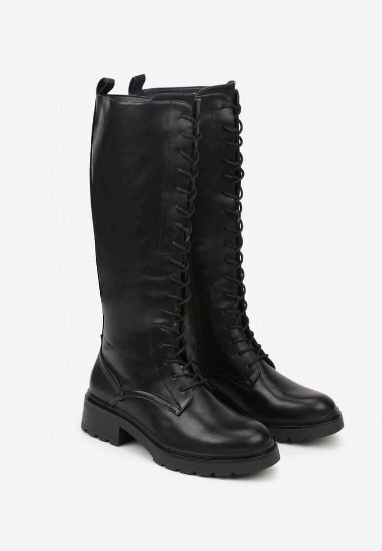 Czarne Kozaki w Stylu Workerów Cahrarah