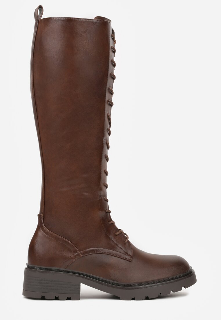 Brązowe Kozaki w Stylu Workerów Cahrarah