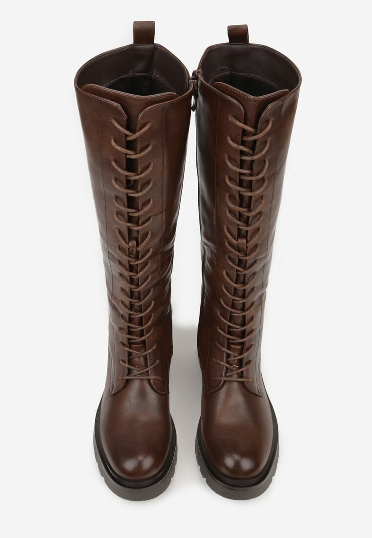 Brązowe Kozaki w Stylu Workerów Cahrarah