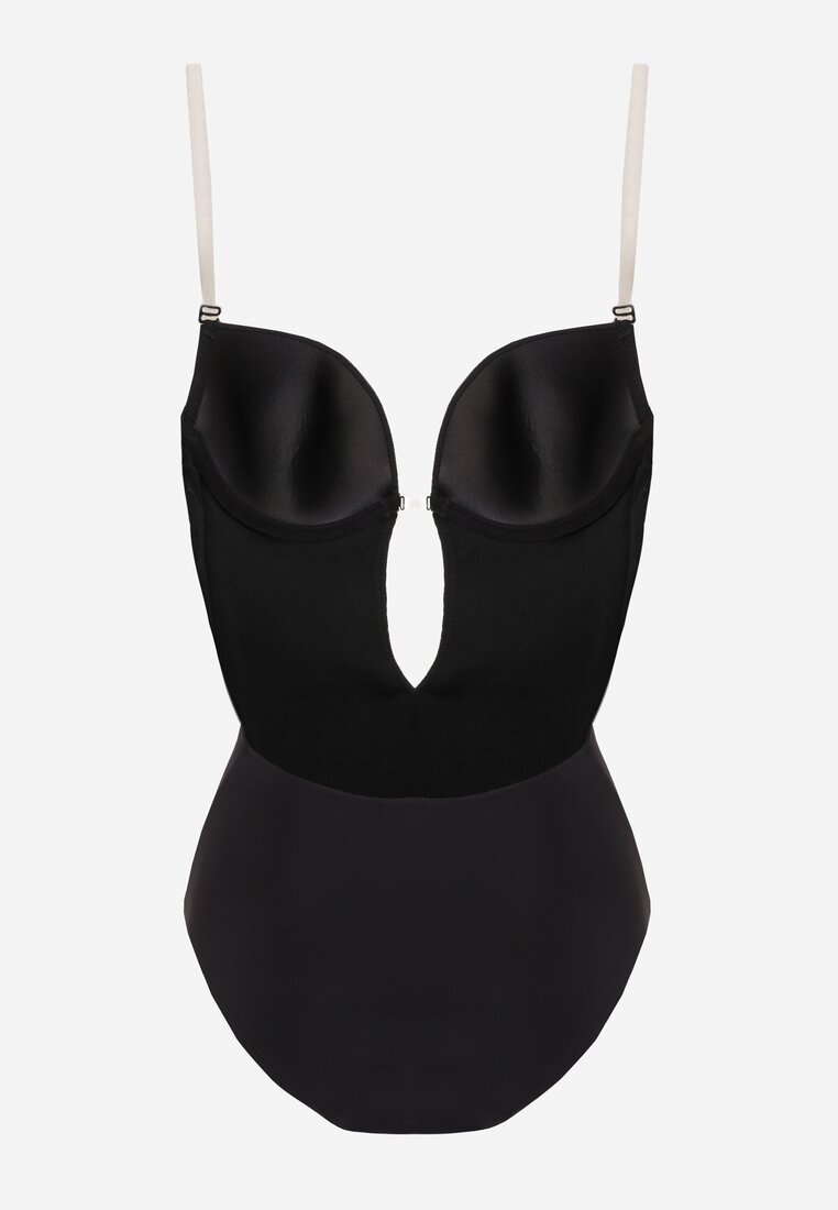 Czarne Bieliźniane Body z Odkrytymi Plecami i Wyciętym Dekoltem Terise