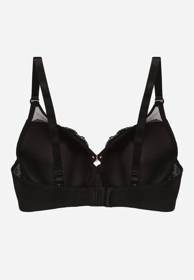 Czarny Koronkowy Biustonosz Ozdobiony Cyrkoniowym Sercem Galirope