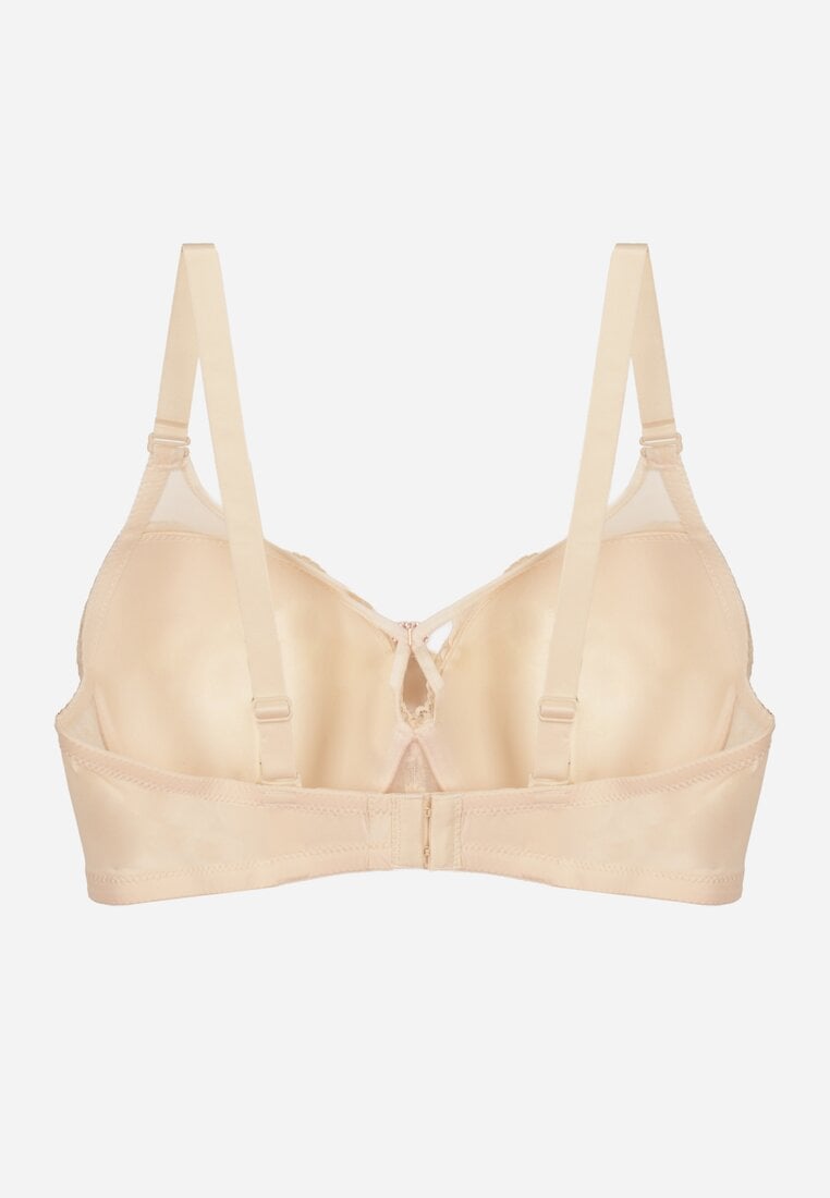 Jasnobeżowy Koronkowy Biustonosz Ozdobiony Cyrkoniowym Sercem Galirope