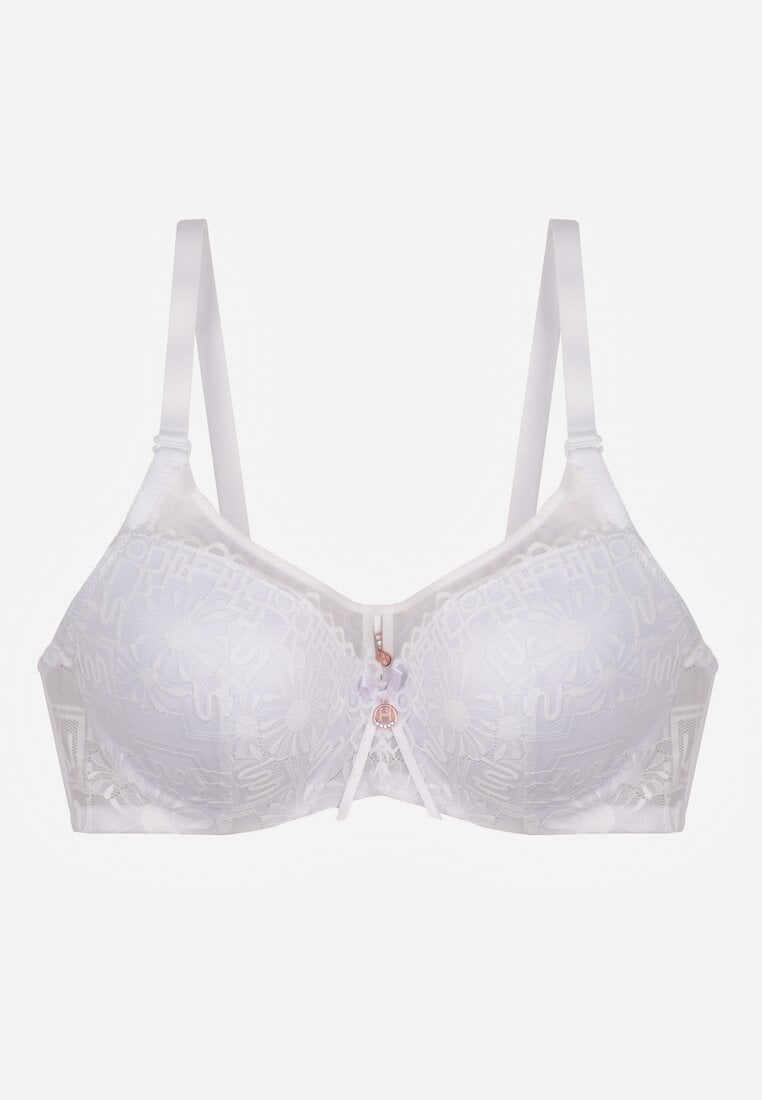 Biały Biustonosz z Koronką i Transparentną Wstawką Heliphine