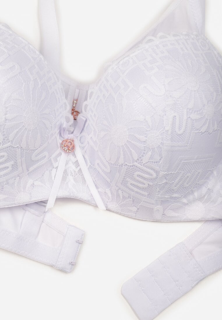 Biały Biustonosz z Koronką i Transparentną Wstawką Heliphine