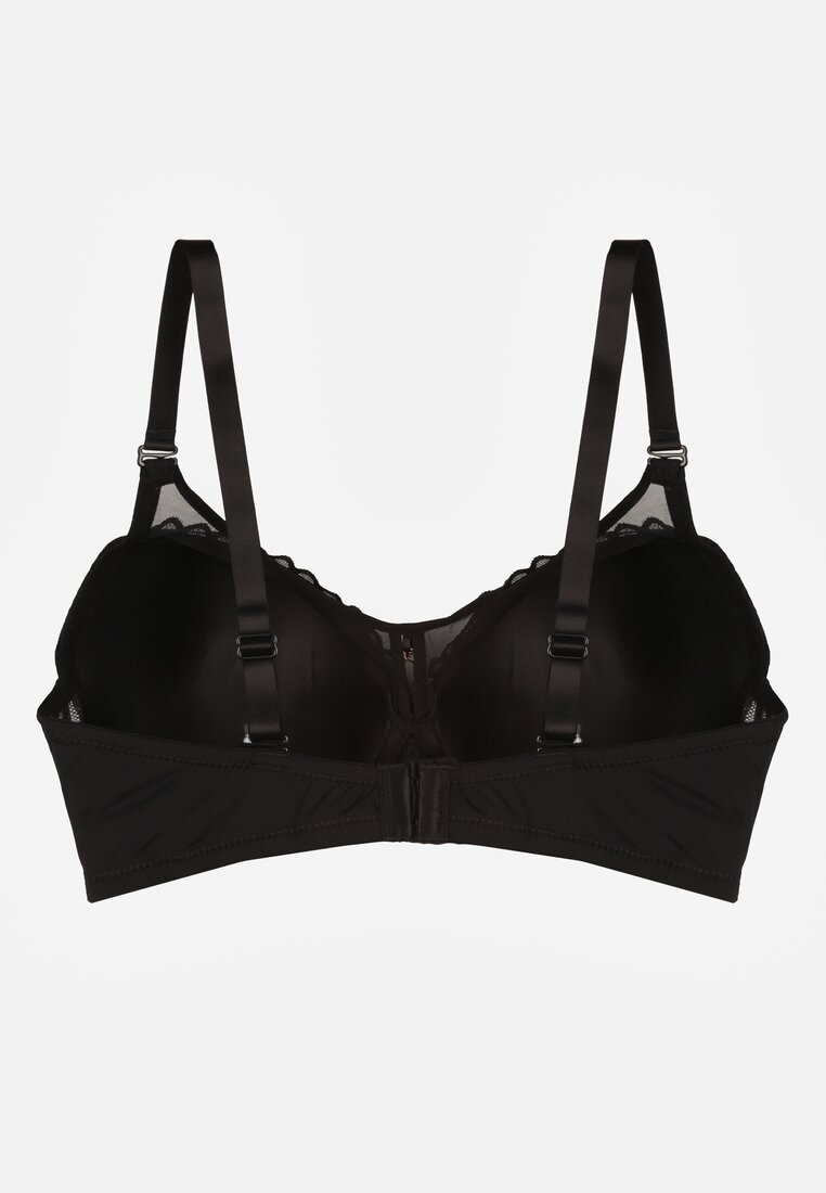 Czarny Biustonosz z Koronką i Transparentną Wstawką Heliphine