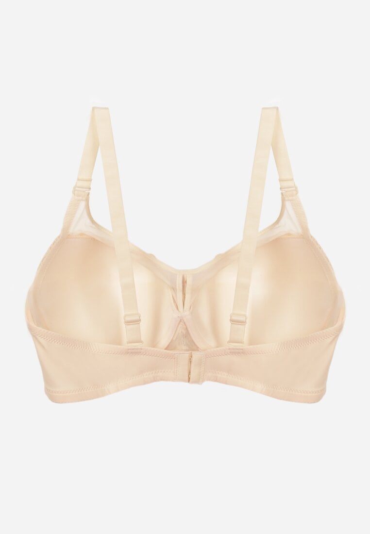 Jasnobeżowy Biustonosz z Koronką i Transparentną Wstawką Heliphine