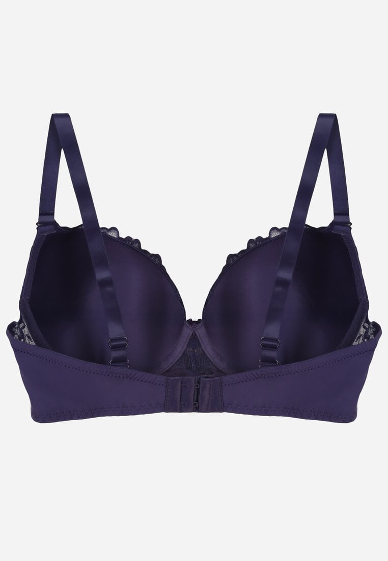 Granatowy Biustonosz z Koronką i Sercem z Cyrkonii Coratune