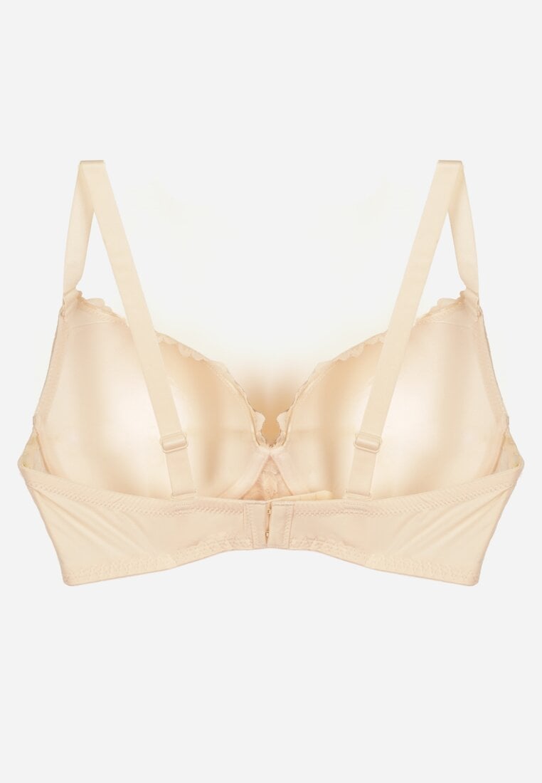 Jasnobeżowy Biustonosz z Koronką i Sercem z Cyrkonii Coratune