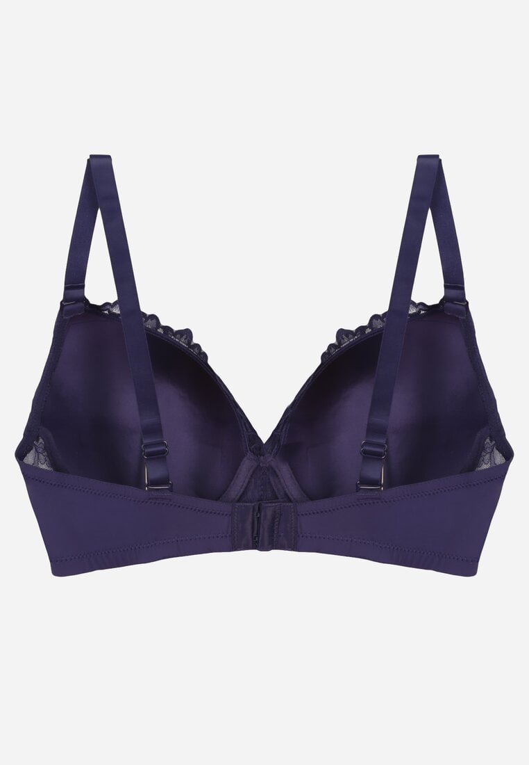 Granatowy Koronkowy Biustonosz z Kokardką Nealenia