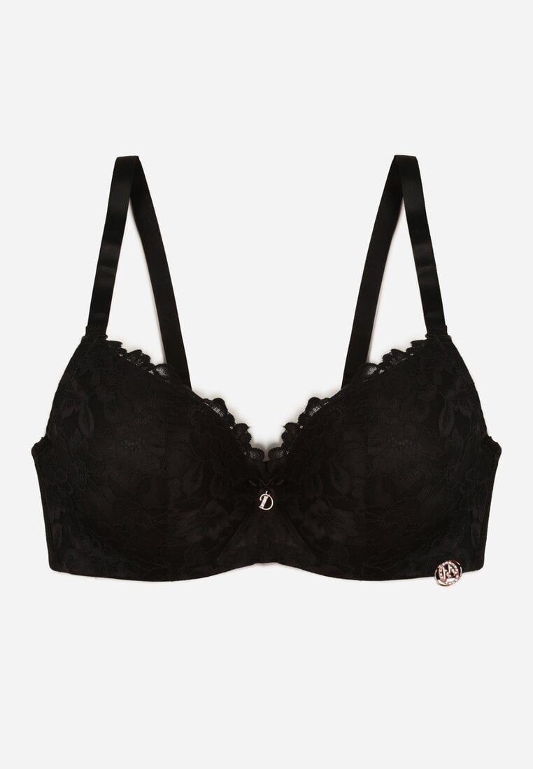 Czarny Koronkowy Biustonosz z Kokardką Nealenia