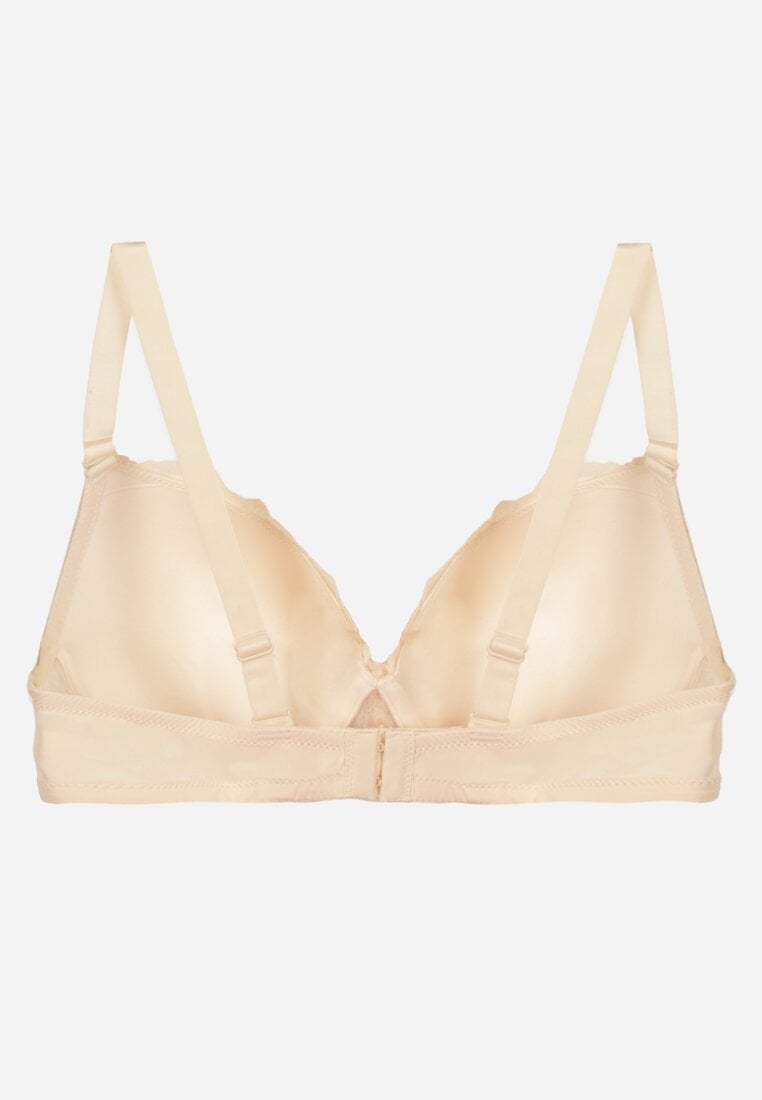 Jasnobeżowy Koronkowy Biustonosz z Kokardką Nealenia