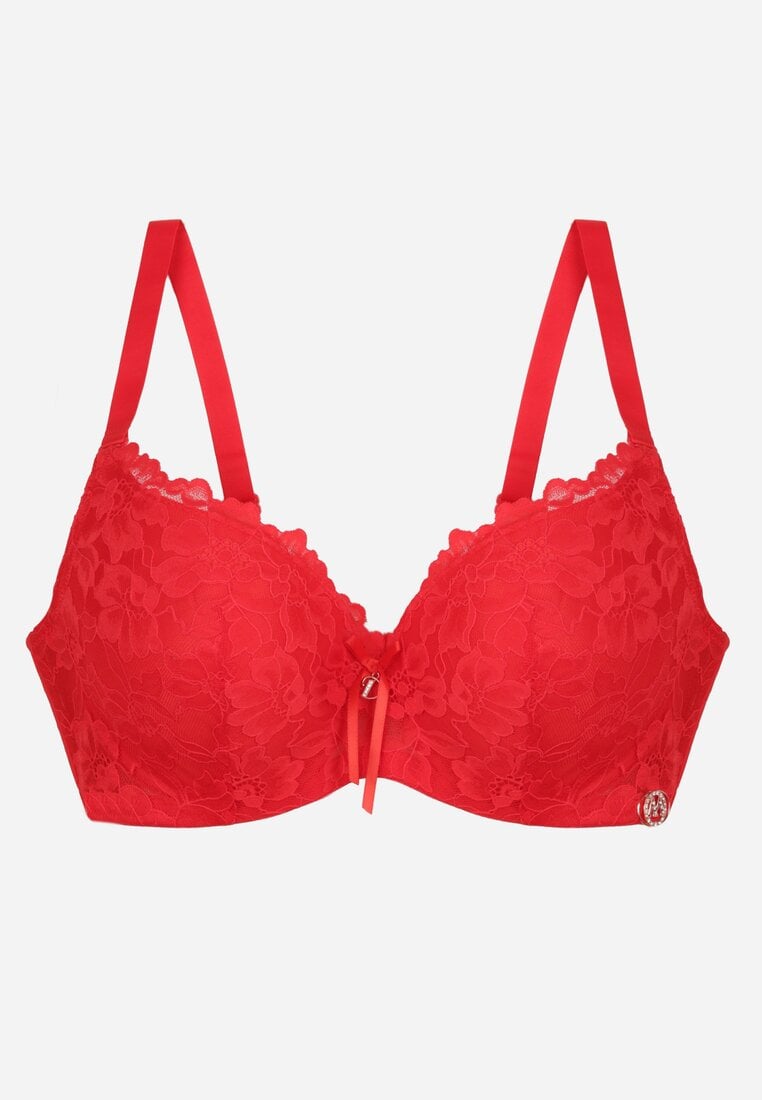 Czerwony Koronkowy Biustonosz z Kokardką Nealenia