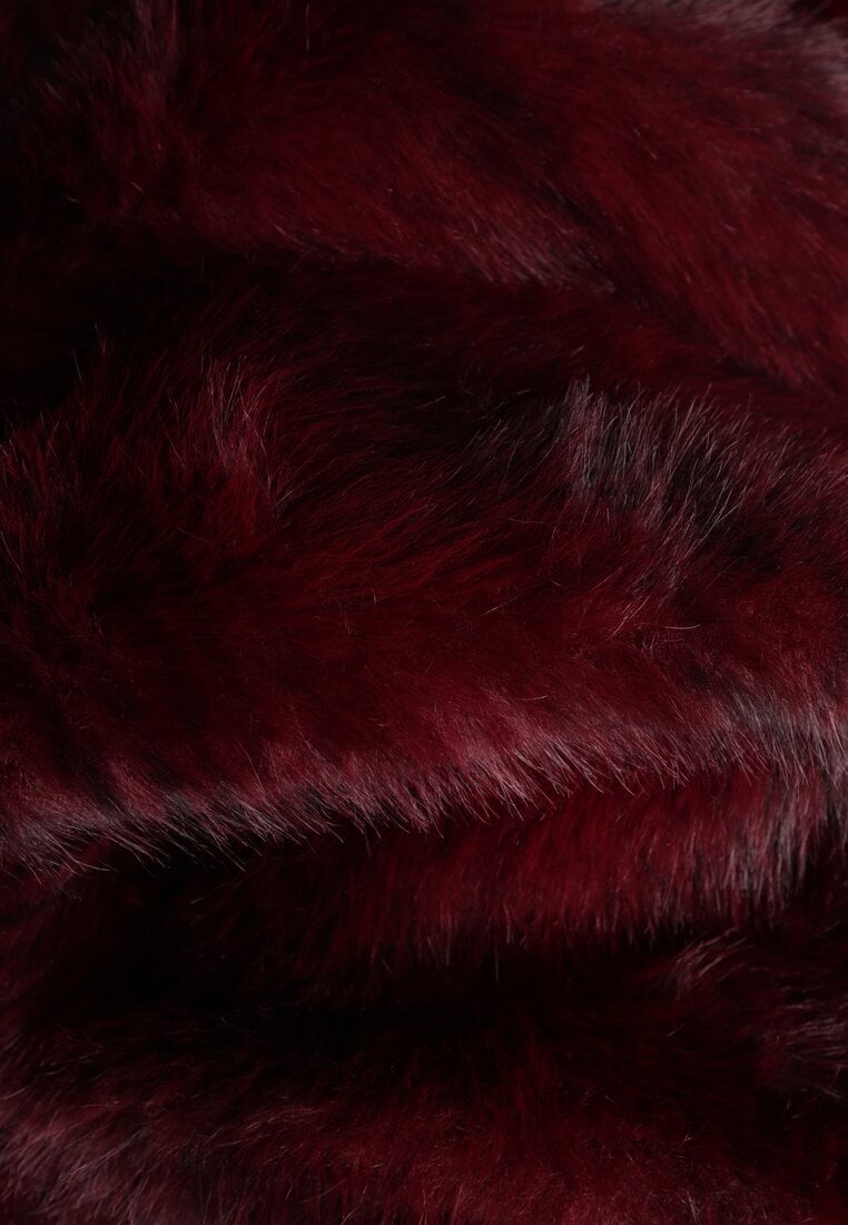 Bordowy Jednorzędowy Płaszcz Futerko o Klasycznym Kroju Yrelsha