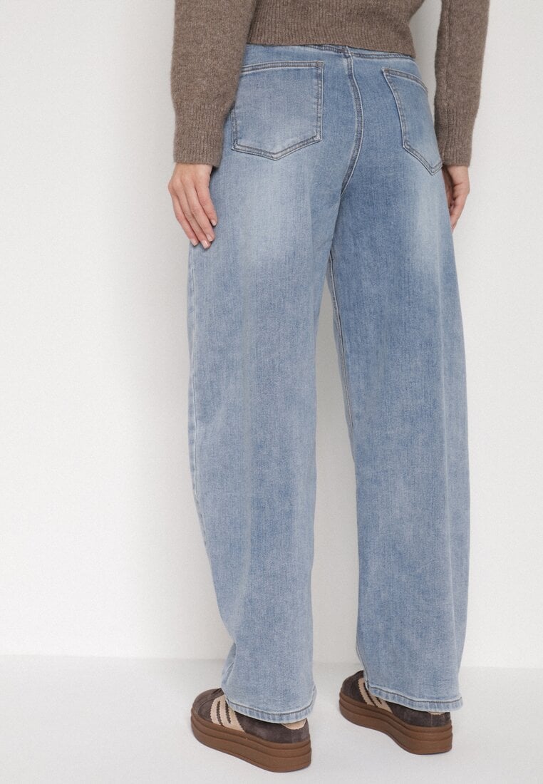 Niebieskie Jeansy Balloon z Regularnym Stanem i Ozdobnym Wiązaniem Rislyn