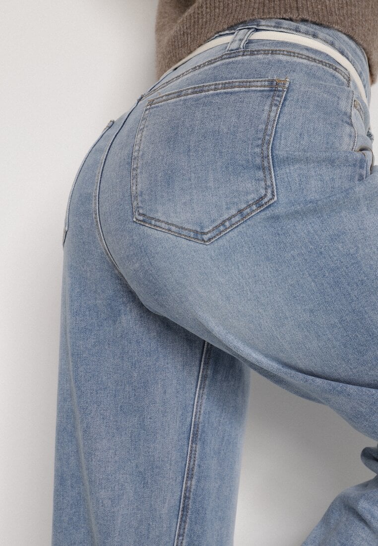 Niebieskie Jeansy Balloon z Regularnym Stanem i Ozdobnym Wiązaniem Rislyn