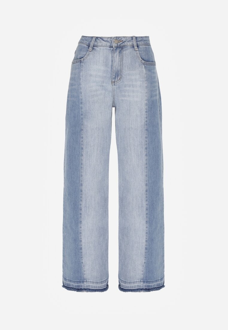 Niebieskie Dwukolorowe Jeansy o Szerokim Kroju z Wysokim Stanem Seronore