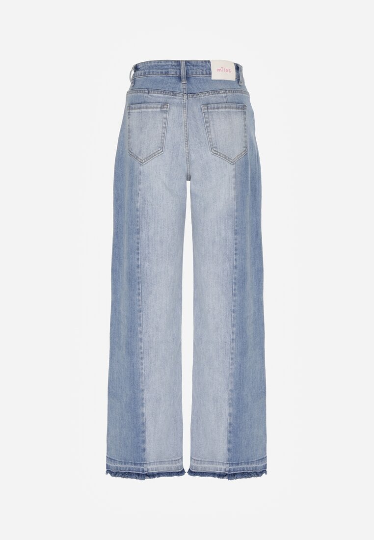 Niebieskie Dwukolorowe Jeansy o Szerokim Kroju z Wysokim Stanem Seronore