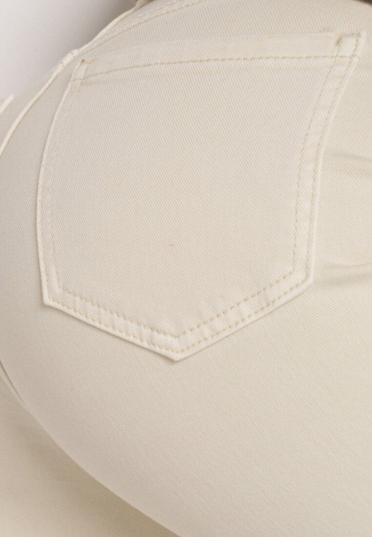 Jasnobeżowe Jeansy o Szerokim Fasonie z Wysokim Stanem i Surowymi Krawędziami Cattia