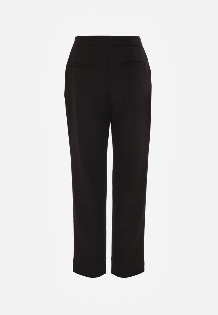 Czarne Proste Spodnie Garniturowe VICES z Wysokim Stanem Zellryna